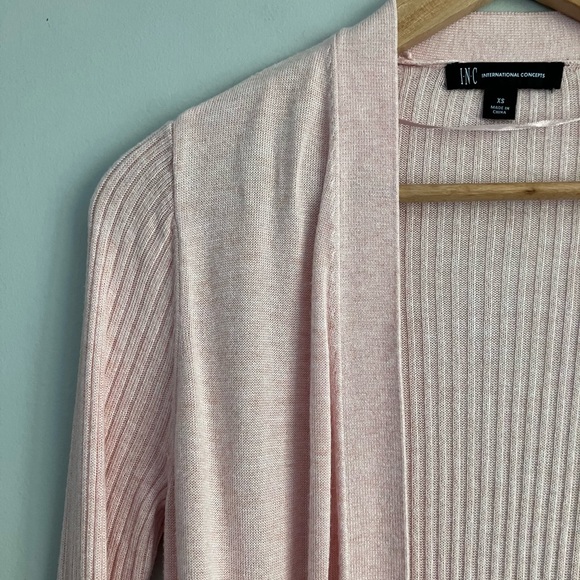 INC Pink Light Weight Open Front Long Sleeve Duster Style Cardigan Size XS - Picture 2 of 10